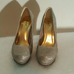 Qupid Rose Gold Glitter Heels